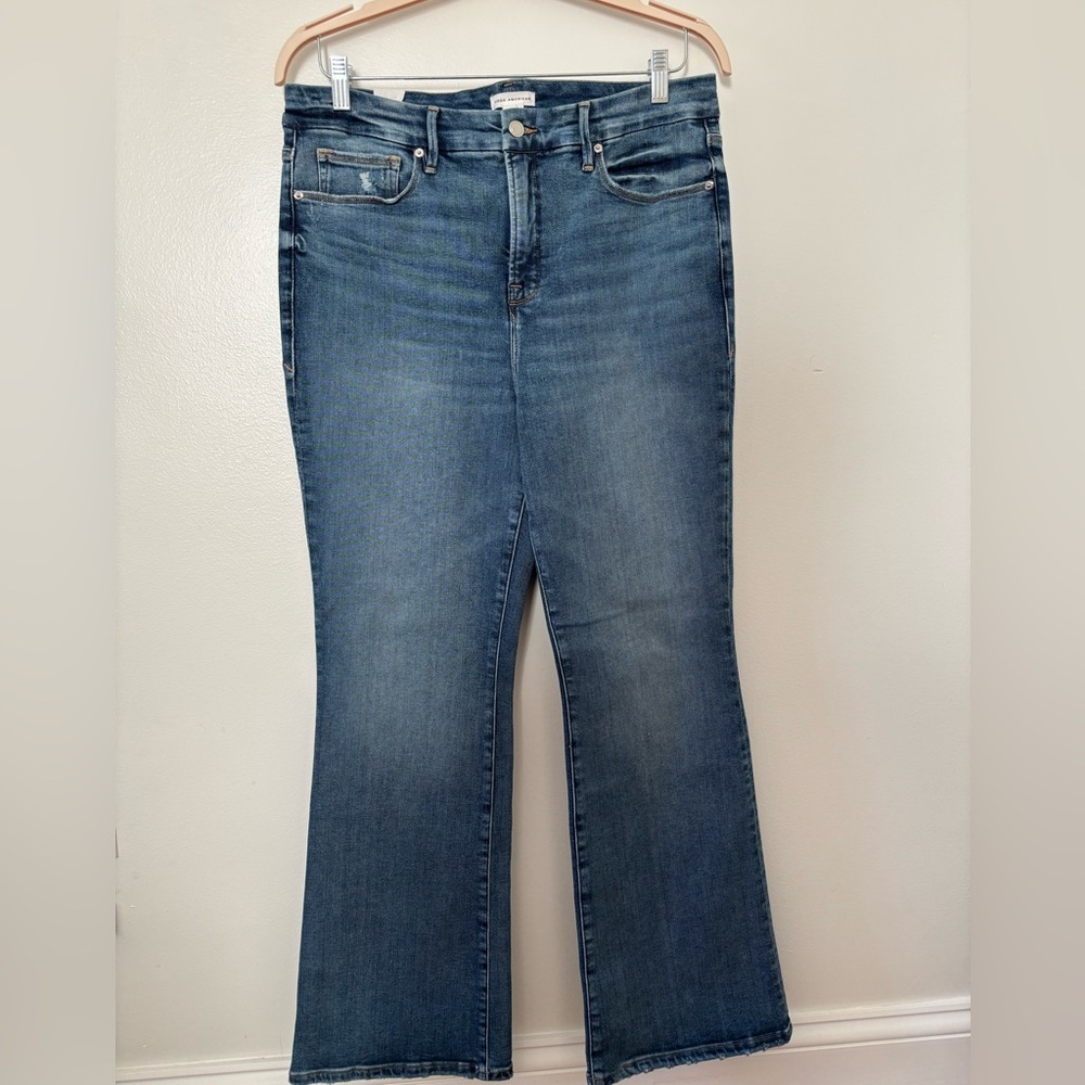 Good American Blue Kick Flare Jeans Size 16, Great Condition!